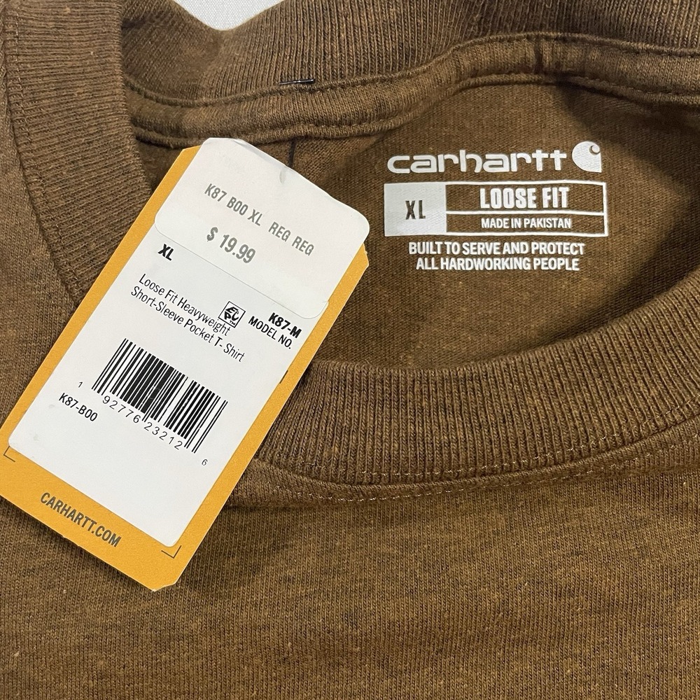 Carhartt K87 Loose Fit Heavyweight Pocket T-Shirt Mens XL Oiled Walnut Brown NWT - Picture 3 of 6